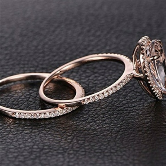 14k rose gold plated pear engagement wedding ring - Picture 4 of 6